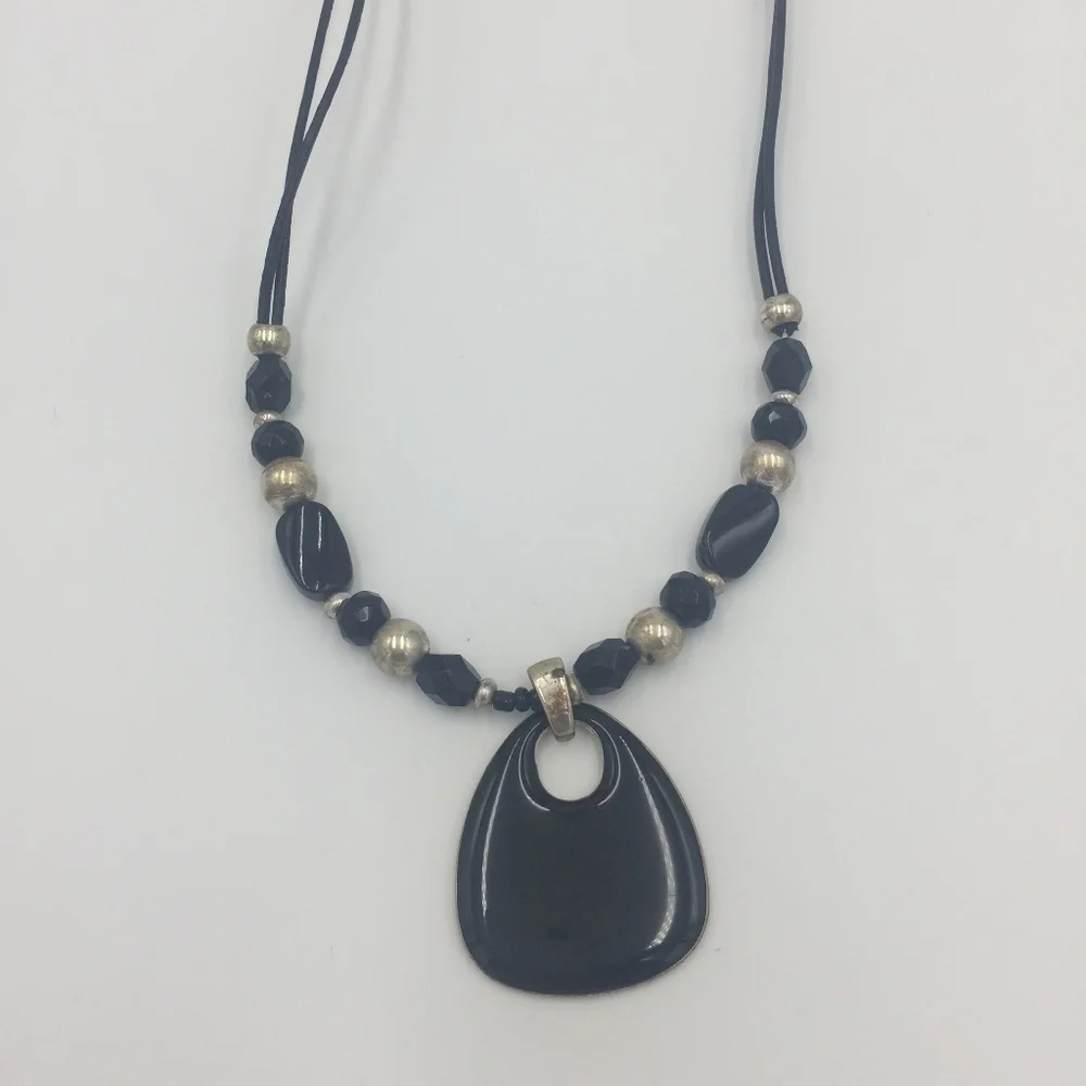 Black & Silver Bohemian Chic Beaded Necklace